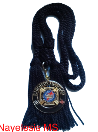 Sir Knight templar Cord Collarette Medallion Jewel