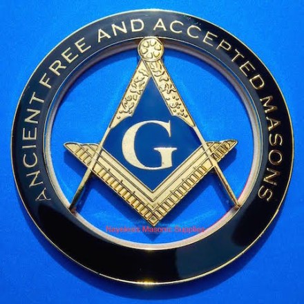 Freemasonry AF&AM Master Mason Cut Out Auto Heavy Alloy Car Emblem Golden and Black Finish